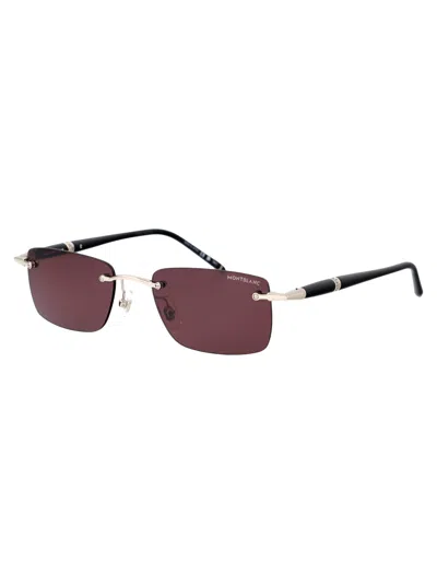 Shop Montblanc Mb0344s Sunglasses In 002 Silver Black Violet