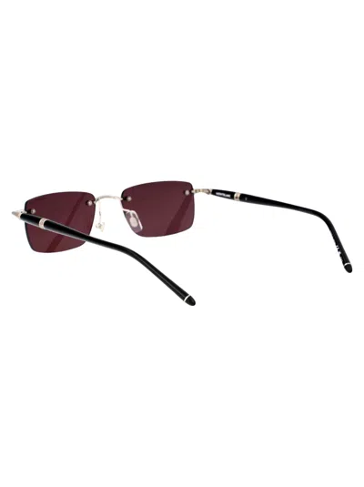 Shop Montblanc Mb0344s Sunglasses In 002 Silver Black Violet