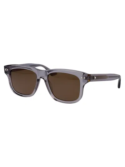 Shop Montblanc Mb0319s Sunglasses In 004 Grey Grey Brown