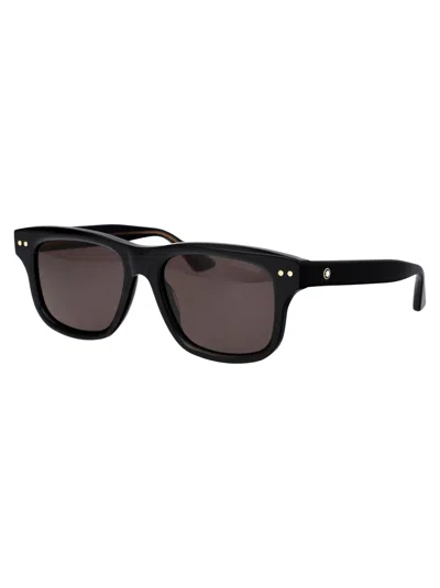 Shop Montblanc Mb0319s Sunglasses In 001 Black Black Grey