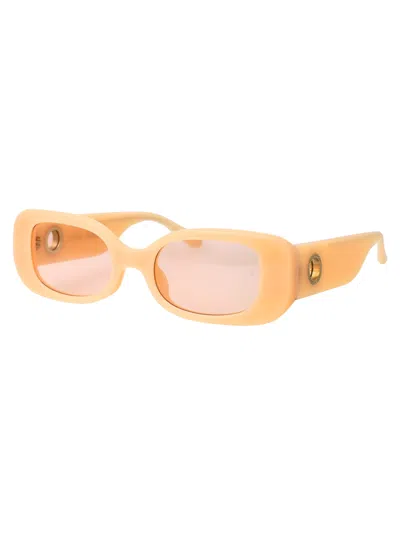 Shop Linda Farrow Lola Sunglasses In Peach/lightgold/peach