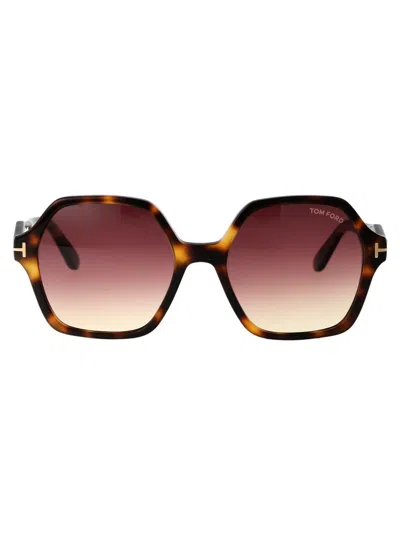 Shop Tom Ford Romy Sunglasses In 53z Avana Bionda / Specchiato