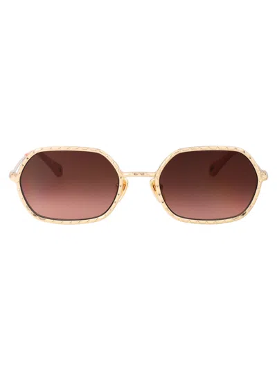 Shop Chloé Ch0231s Sunglasses In 002 Gold Gold Copper