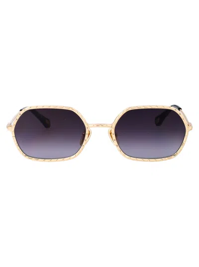 Shop Chloé Ch0231s Sunglasses In 001 Gold Gold Grey