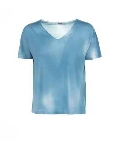 Shop Base Sky T-shirt With V-neck In Blu