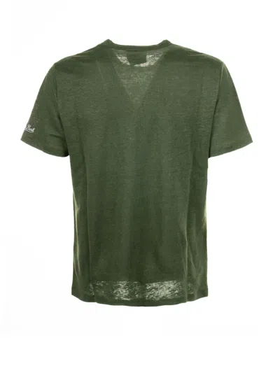 Shop Mc2 Saint Barth Green Mens Crew-neck T-shirt In Militare