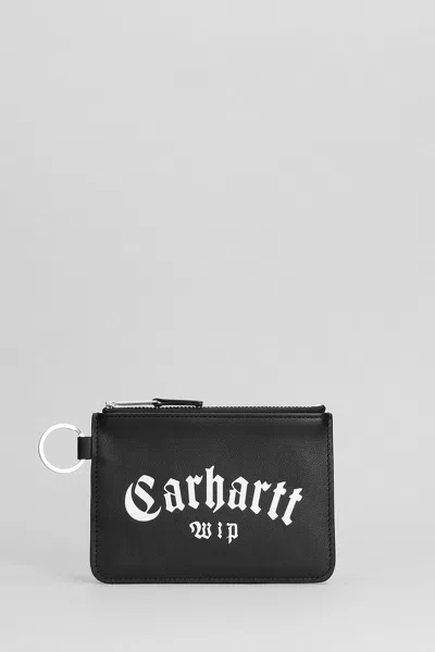 Shop Carhartt Wallet In Black Leather In Black-white