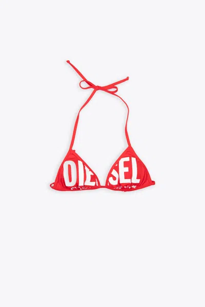 Shop Diesel Bfb-sees Red Lycra Swim Bikini Top With Logo - Bfb Sees In Red/white