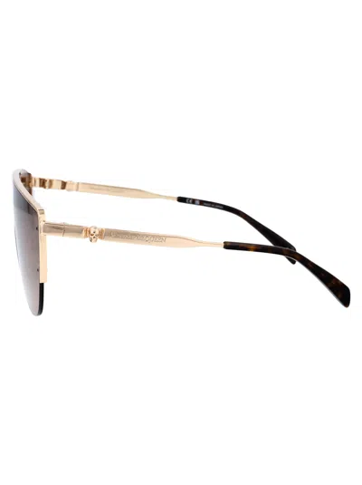 Shop Alexander Mcqueen Am0457s Sunglasses In 002 Gold Gold Brown