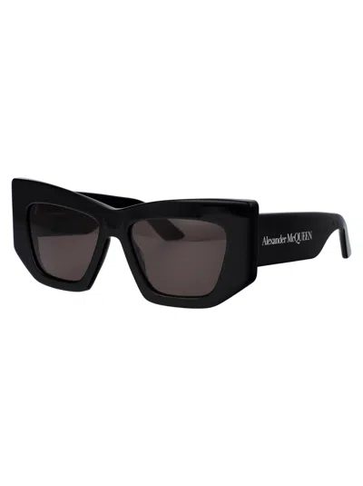 Shop Alexander Mcqueen Am0448s Sunglasses In 001 Black Black Grey