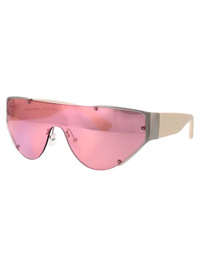 Shop Alexander Mcqueen Am0447s Sunglasses In 004 Silver Ivory Pink