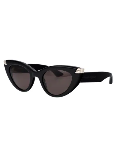 Shop Alexander Mcqueen Am0442s Sunglasses In 001 Black Black Grey