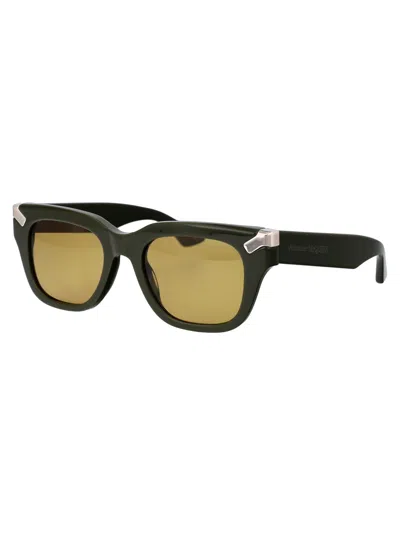 Shop Alexander Mcqueen Am0439s Sunglasses In 004 Green Green Brown
