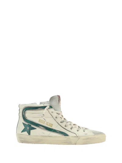 Shop Golden Goose Slide Sneakers In Beige/ice/emerald Green