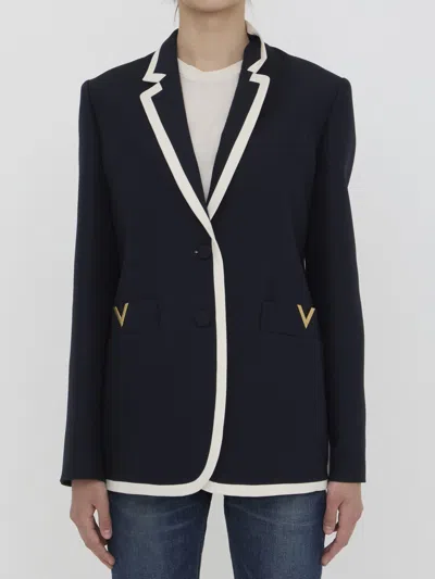 Shop Valentino Crepe Couture Jacket In Black