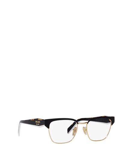 Shop Prada Pr 65yv Black / Pale Gold Glasses