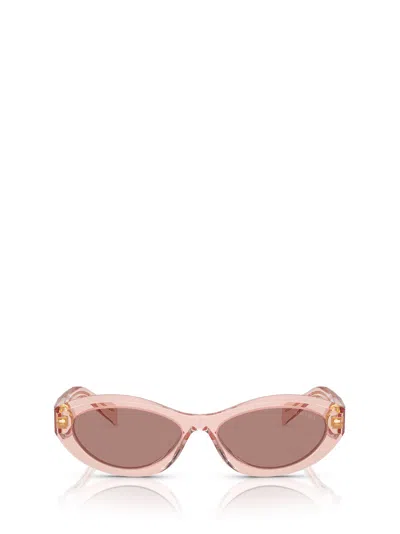 Shop Prada Pr 26zs Transparent Peach Sunglasses