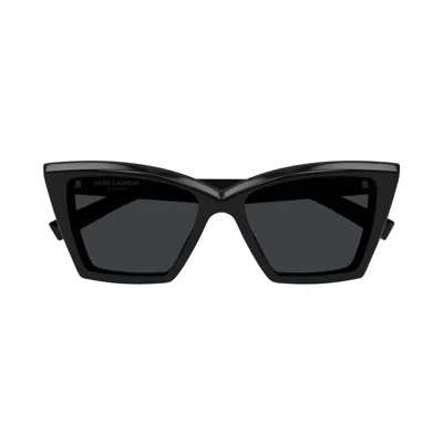 Shop Saint Laurent Sunglasses In Nero/grigio