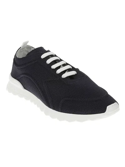 Kiton Blue Sneakers With White Accents In Blue