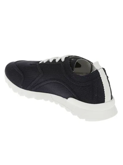 Kiton Blue Sneakers With White Accents In Blue
