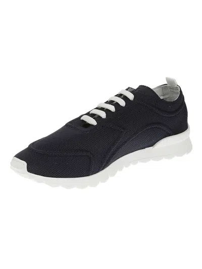 Kiton Blue Sneakers With White Accents In Blue