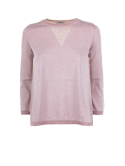 Shop Base Light Pink Crew-neck Sweater In Rosa