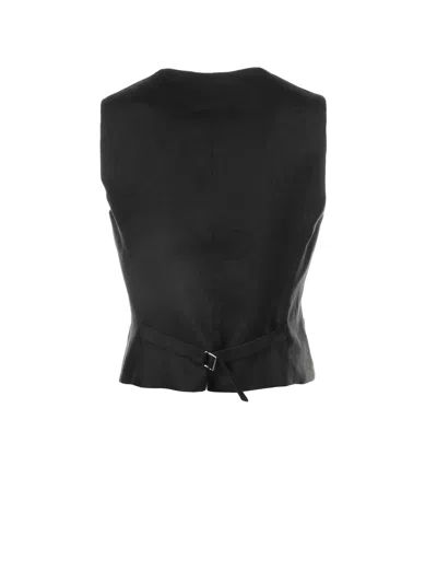 Shop Weekend Max Mara Black Linen Vest In Nero