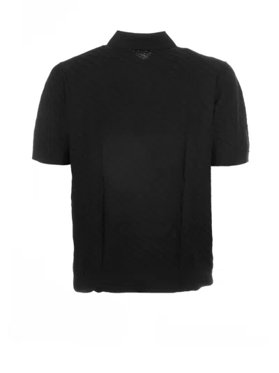 Shop Paolo Pecora Black Short-sleeved Polo Shirt In Cotton In Nero