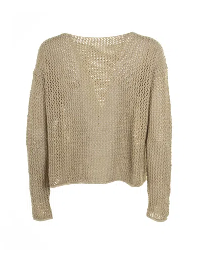 Shop Base Beige Perforated Sweater In Naturale