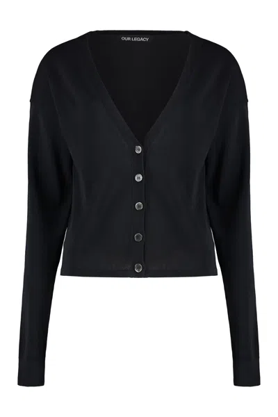 Shop Our Legacy Ivy Cotton Cardigan In Black
