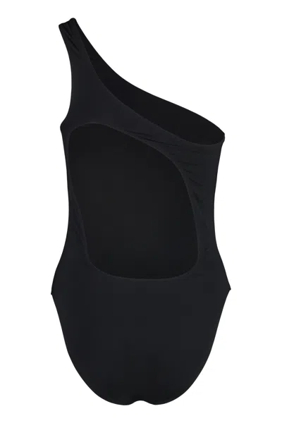 Shop Isabel Marant Sage One-shoulder Swimsuit In Black