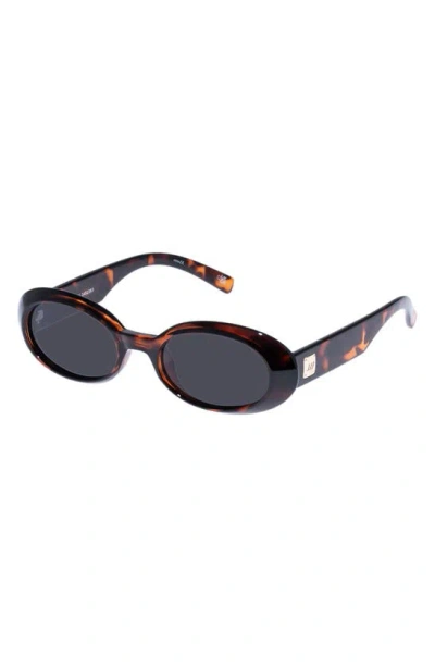 Le Specs Work It 53mm Polarized Oval Sunglasses In Dark Tort