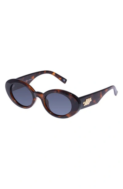 Le Specs Nouveau Vie 50mm Oval Sunglasses In Dark Tort