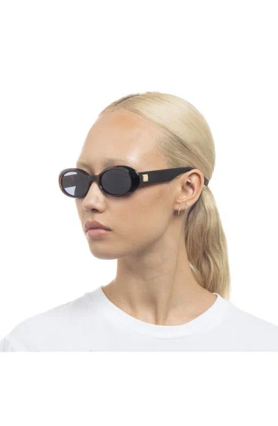 Le Specs Work It 53mm Polarized Oval Sunglasses In Dark Tort