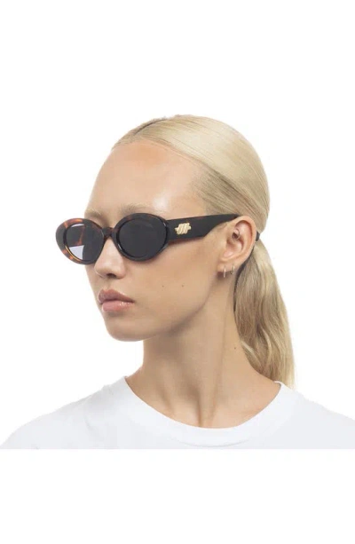 Le Specs Nouveau Vie 50mm Oval Sunglasses In Dark Tort