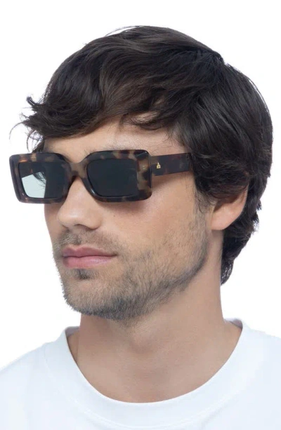 Shop Aire Parallax 50mm Rectangular Sunglasses In Dark Tort