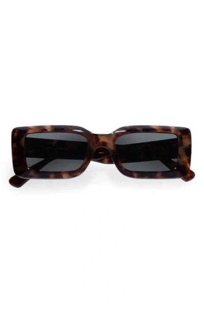 Shop Aire Parallax 50mm Rectangular Sunglasses In Dark Tort