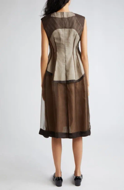 Shop Undercover Mixed Media Sleeveless Dress In Brown