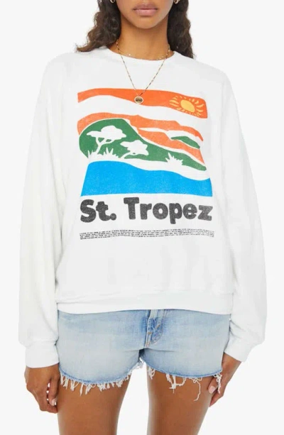 Shop Mother The Biggie Concert Cotton Graphic Sweatshirt In St Tropez
