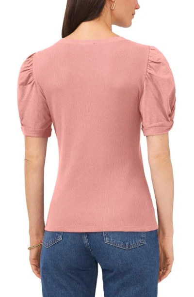 Shop 1.state Puff Sleeve Rib Knit T-shirt In Salmon