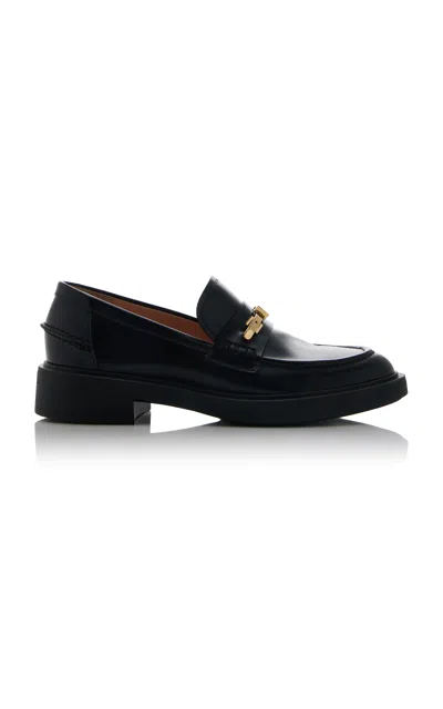 Shop Gianvito Rossi Martine Leather Loafers In Black
