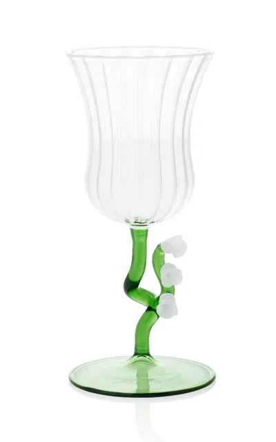 Shop Moda Domus Lily Of The Valley Wine Glass In Green