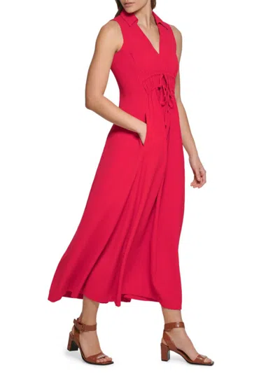Shop Calvin Klein Women's Gauze Maxi A Line Dress In Lipstick