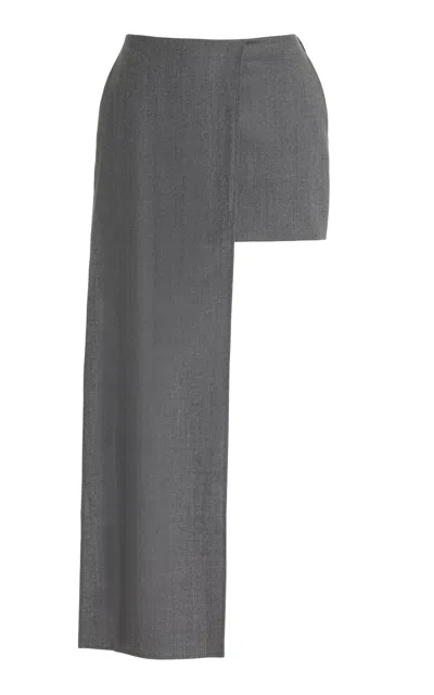 Shop Burc Akyol Paneled Stretch-wool Mini Skirt In Grey