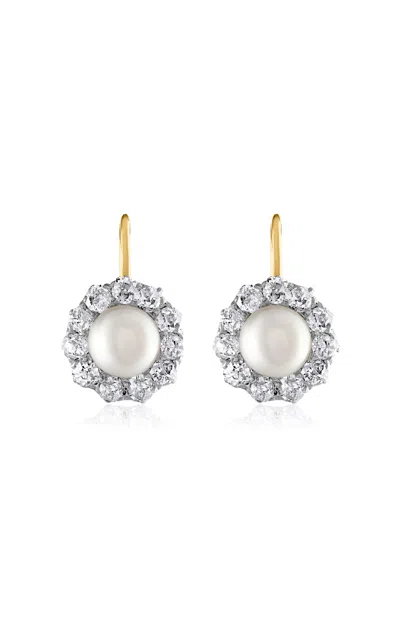 Shop Mindi Mond 18k Yellow Gold; Pearl And Diamond Drop Earrings In White