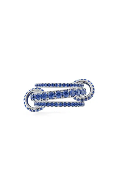 Shop Spinelli Kilcollin Junia Platinum Sapphire Ring In Blue