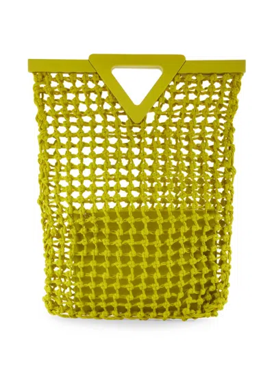 Shop Bottega Veneta Women's Woven Bucket Bag In Green