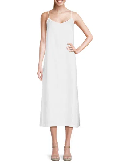 Shop Saks Fifth Avenue Women's 100% Linen Midi Dress In White