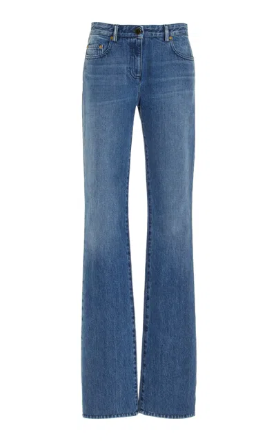 Shop Michael Kors Rigid Mid-rise Straight-leg Jeans In Medium Wash