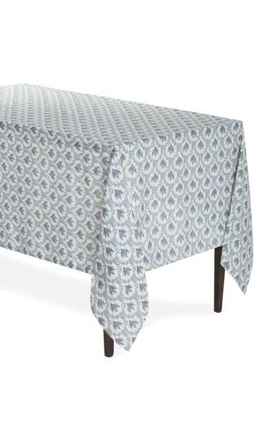 Shop Moda Domus Lily Of The Valley Printed Linen Tablecloth 70 X 126" In Blue